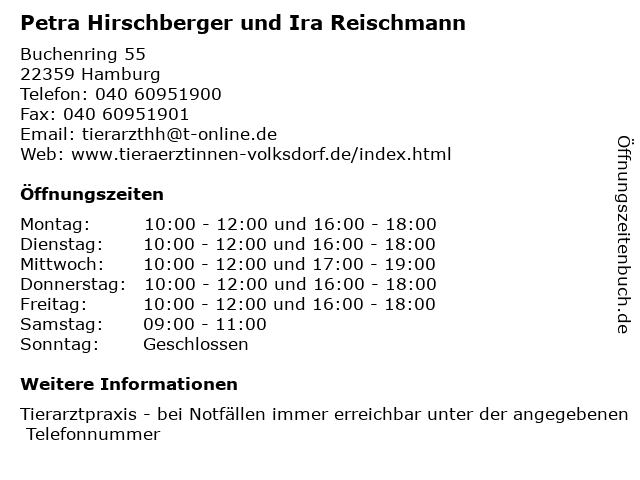 Petra Hirschberger und Ira Reischmann in Hamburg: Adresse und Öffnungszeiten