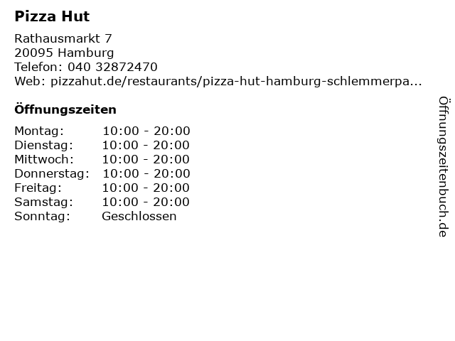 Pizza Hut in Hamburg: Adresse und Öffnungszeiten