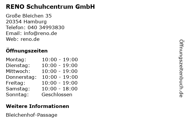 RENO Schuhcentrum GmbH in Hamburg: Adresse und Öffnungszeiten