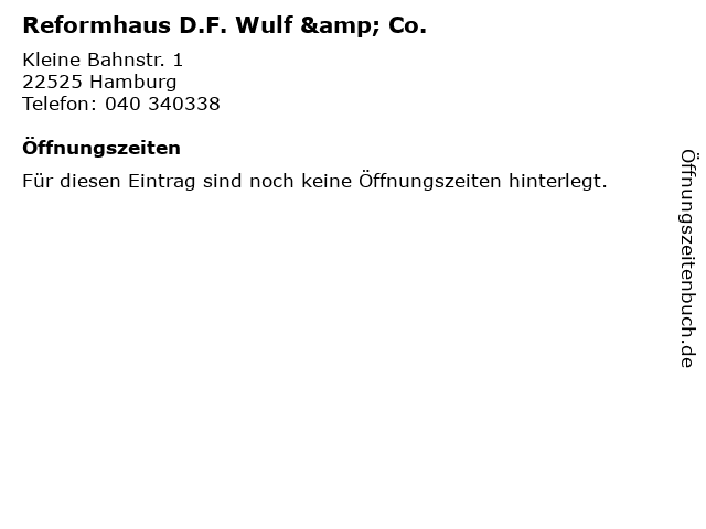 Reformhaus D.F. Wulf & Co. in Hamburg: Adresse und Öffnungszeiten
