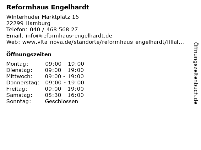 Reformhaus Engelhardt in Hamburg: Adresse und Öffnungszeiten