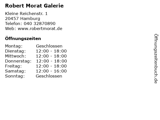 Robert Morat Galerie in Hamburg: Adresse und Öffnungszeiten