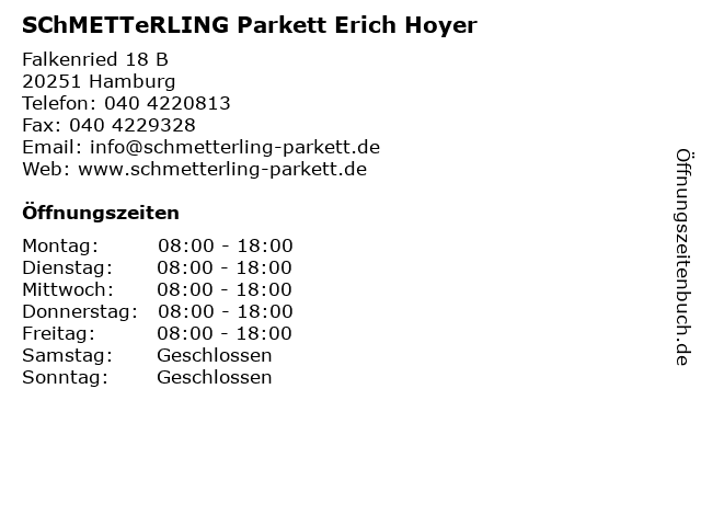 SChMETTeRLING Parkett Erich Hoyer in Hamburg: Adresse und Öffnungszeiten