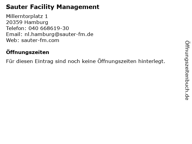 Sauter Facility Management in Hamburg: Adresse und Öffnungszeiten