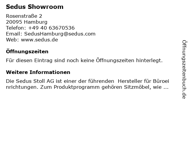 Sedus Showroom in Hamburg: Adresse und Öffnungszeiten