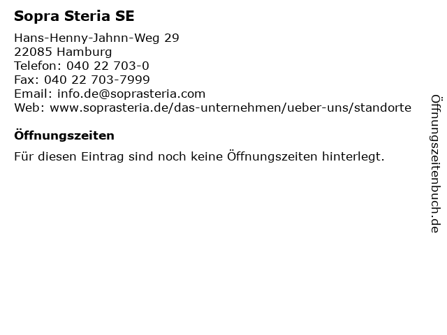 Sopra Steria SE in Hamburg: Adresse und Öffnungszeiten