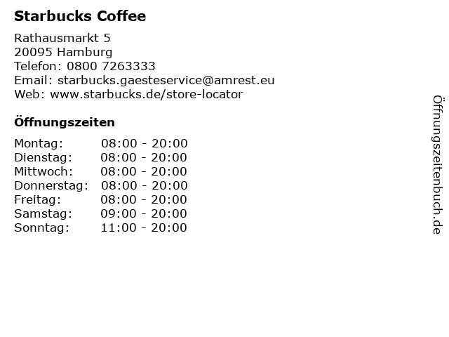 Starbucks Coffee in Hamburg: Adresse und Öffnungszeiten