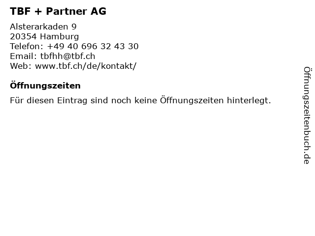 TBF + Partner AG in Hamburg: Adresse und Öffnungszeiten