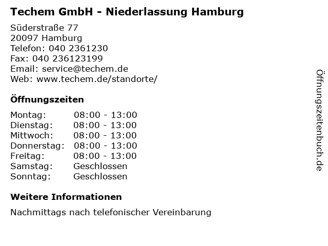 Techem GmbH - Niederlassung Hamburg in Hamburg: Adresse und Öffnungszeiten