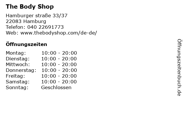 The Body Shop in Hamburg: Adresse und Öffnungszeiten