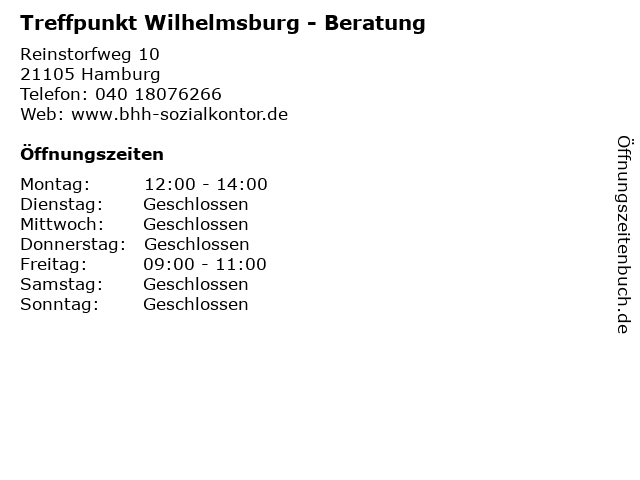 Treffpunkt Wilhelmsburg - Beratung in Hamburg: Adresse und Öffnungszeiten