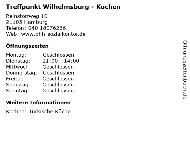 Treffpunkt Wilhelmsburg - Kochen in Hamburg: Adresse und Öffnungszeiten