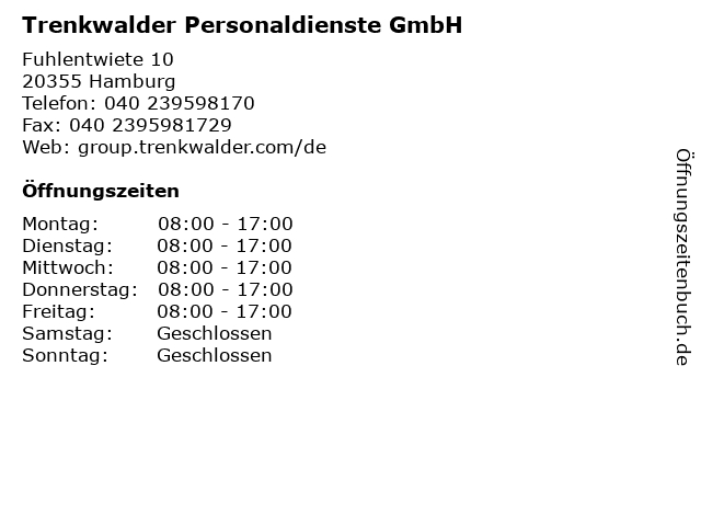 Trenkwalder Personaldienste GmbH in Hamburg: Adresse und Öffnungszeiten