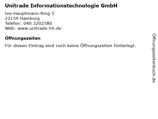 Unitrade Informationstechnologie GmbH in Hamburg: Adresse und Öffnungszeiten