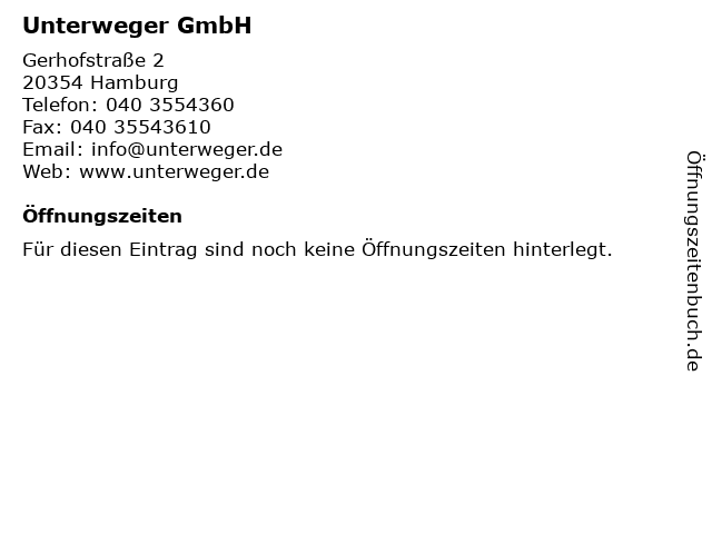 Unterweger GmbH in Hamburg: Adresse und Öffnungszeiten