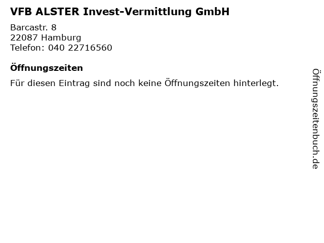VFB ALSTER Invest-Vermittlung GmbH in Hamburg: Adresse und Öffnungszeiten