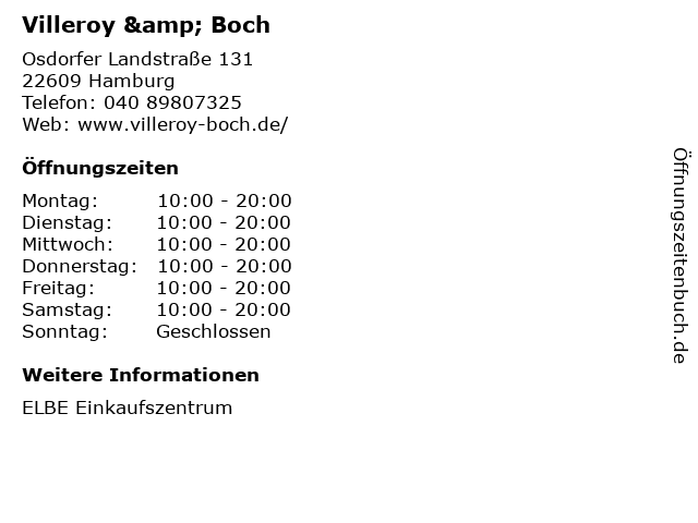 Villeroy & Boch in Hamburg: Adresse und Öffnungszeiten
