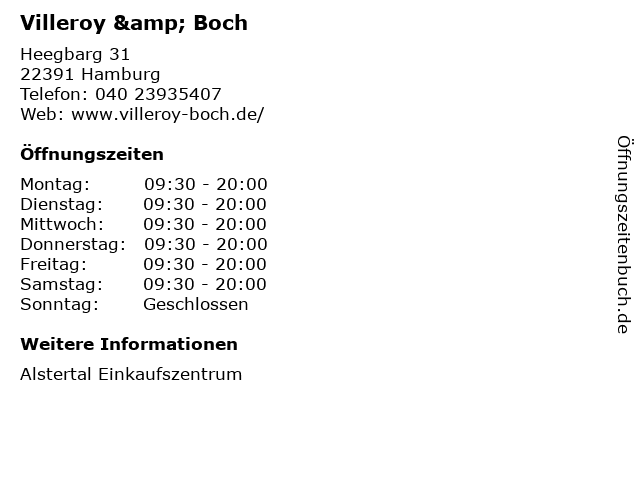 Villeroy & Boch in Hamburg: Adresse und Öffnungszeiten