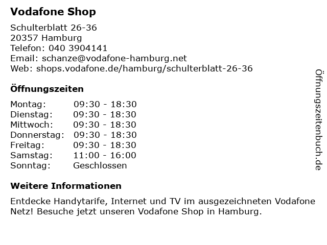 Vodafone Shop in Hamburg: Adresse und Öffnungszeiten
