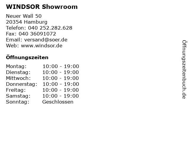WINDSOR Showroom in Hamburg: Adresse und Öffnungszeiten