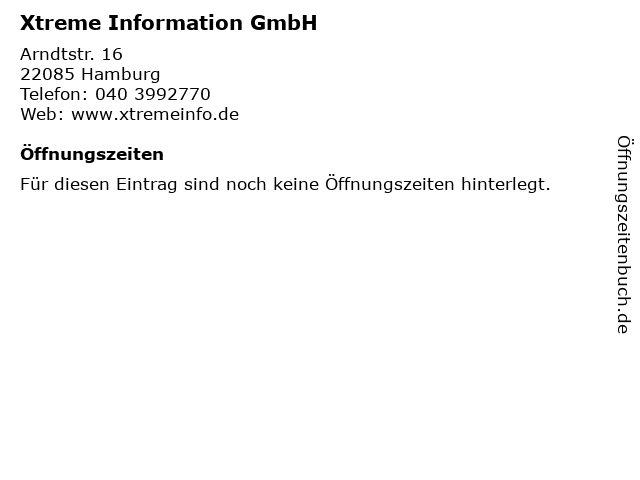 Xtreme Information GmbH in Hamburg: Adresse und Öffnungszeiten