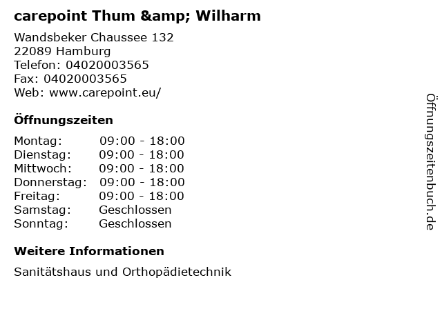 carepoint Thum & Wilharm in Hamburg: Adresse und Öffnungszeiten
