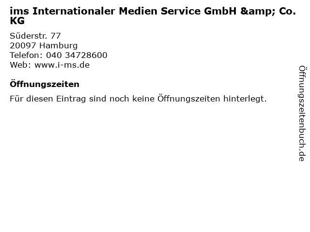 ims Internationaler Medien Service GmbH & Co. KG in Hamburg: Adresse und Öffnungszeiten