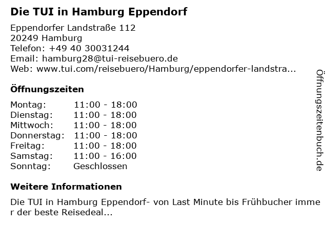 ᐅ Offnungszeiten L Tur Reiseburo Hamburg Eppendorf
