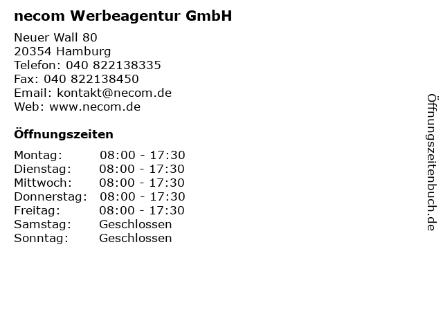 necom Werbeagentur GmbH in Hamburg: Adresse und Öffnungszeiten