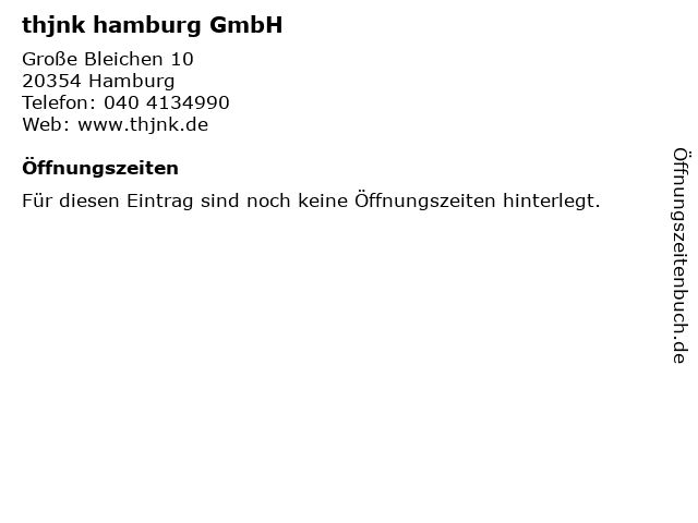 thjnk hamburg GmbH in Hamburg: Adresse und Öffnungszeiten