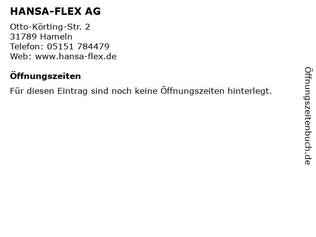 HANSA-FLEX AG in Hameln: Adresse und Öffnungszeiten