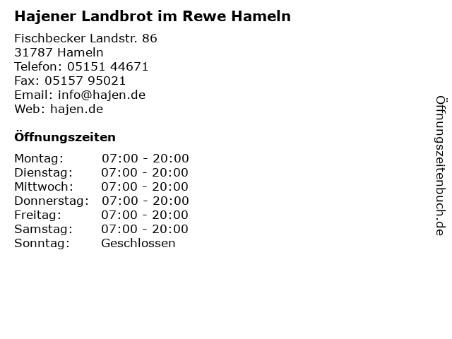 Hajener Landbrot im Rewe Hameln in Hameln: Adresse und Öffnungszeiten