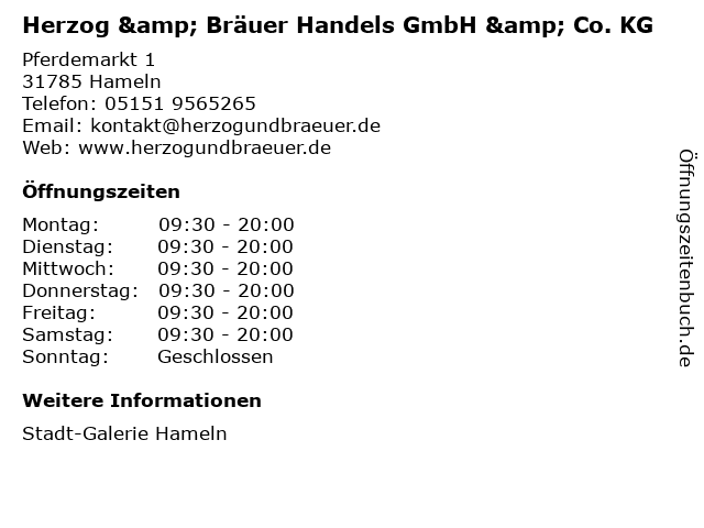 Herzog & Bräuer Handels GmbH & Co. KG in Hameln: Adresse und Öffnungszeiten