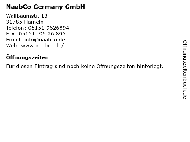 NaabCo Germany GmbH in Hameln: Adresse und Öffnungszeiten