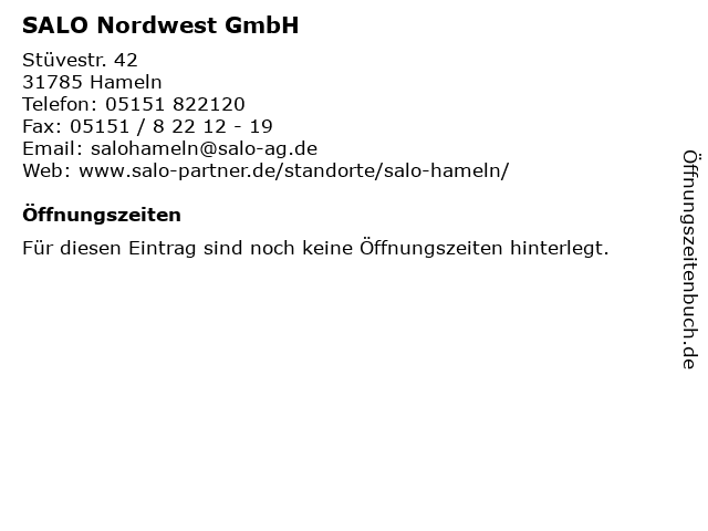 SALO Nordwest GmbH in Hameln: Adresse und Öffnungszeiten