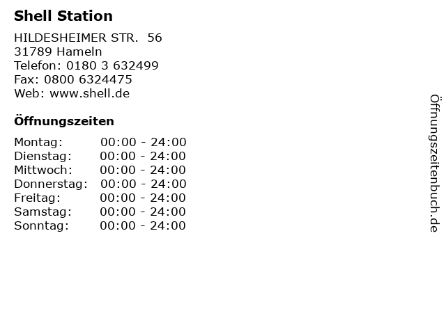 Shell Station in Hameln: Adresse und Öffnungszeiten