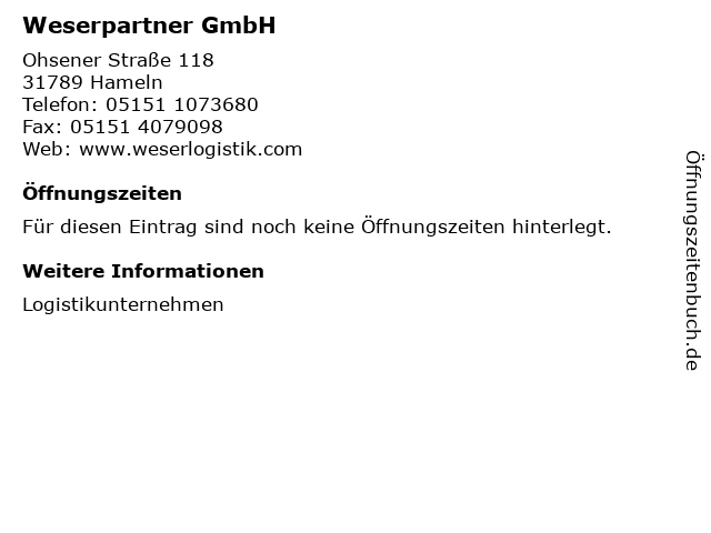 Weserpartner GmbH in Hameln: Adresse und Öffnungszeiten