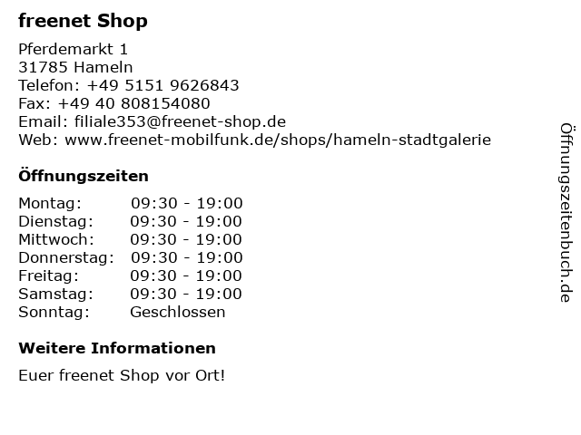 mobilcom-debitel in Hameln: Adresse und Öffnungszeiten