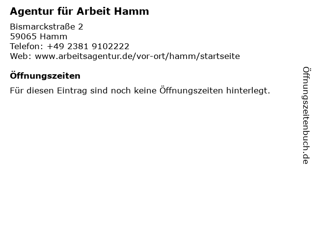 Agentur für Arbeit Hamm in Hamm: Adresse und Öffnungszeiten
