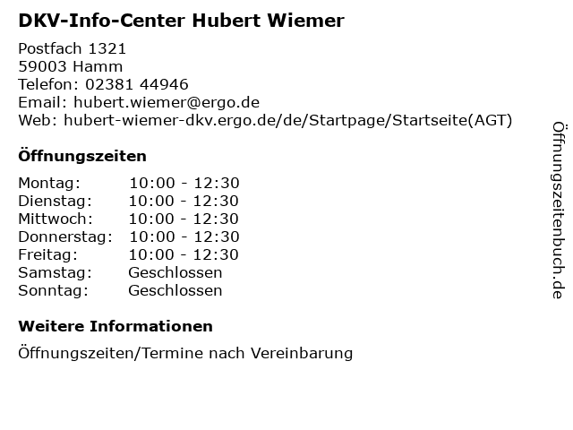 DKV-Info-Center Hubert Wiemer in Hamm: Adresse und Öffnungszeiten