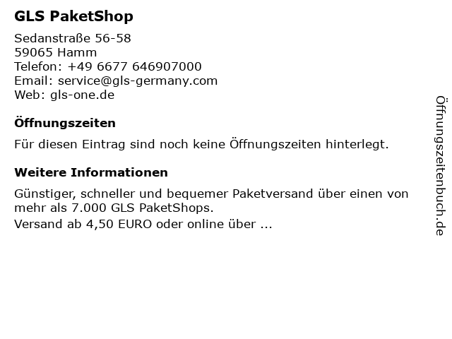GLS PaketShop in Hamm: Adresse und Öffnungszeiten