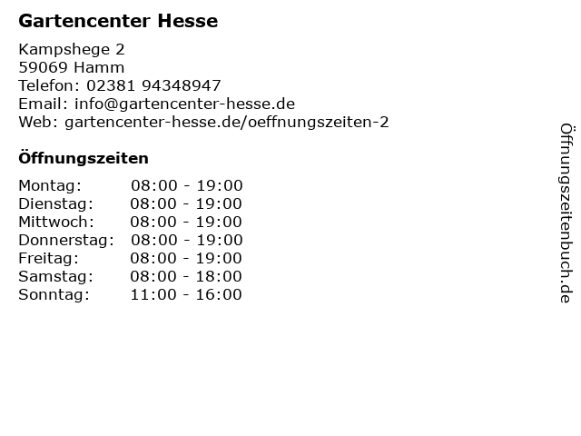 ᐅ öffnungszeiten Gartencenter Hesse Kampshege 2 In Hamm