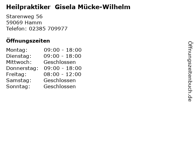 Heilpraktiker  Gisela Mücke-Wilhelm in Hamm: Adresse und Öffnungszeiten