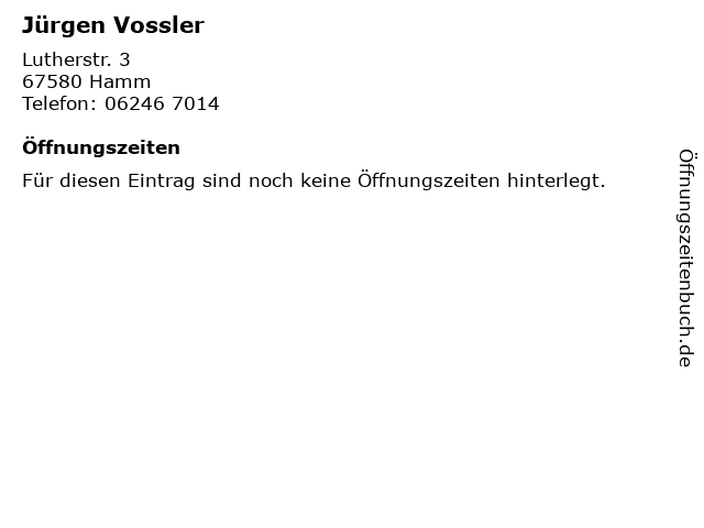 Jürgen Vossler in Hamm: Adresse und Öffnungszeiten