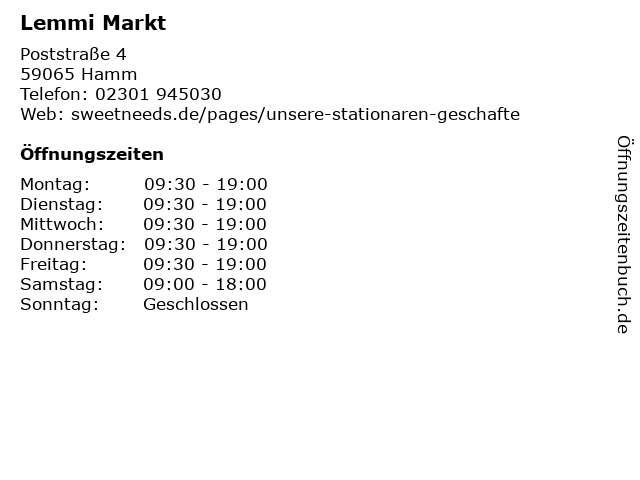 Lemmi Markt in Hamm: Adresse und Öffnungszeiten