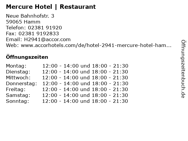 Mercure Hotel | Restaurant in Hamm: Adresse und Öffnungszeiten