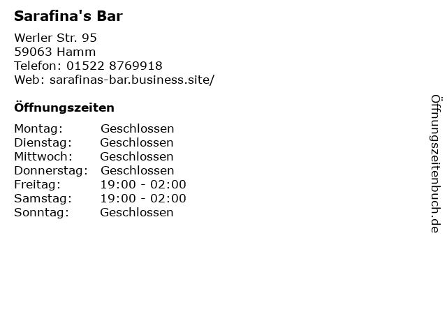 Sarafina's Bar in Hamm: Adresse und Öffnungszeiten