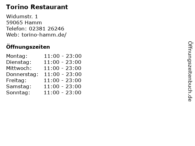 Torino Restaurant in Hamm: Adresse und Öffnungszeiten