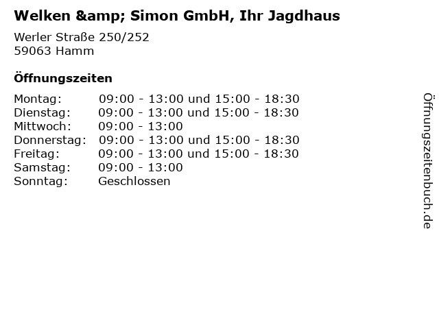 Welken & Simon GmbH, Ihr Jagdhaus in Hamm: Adresse und Öffnungszeiten