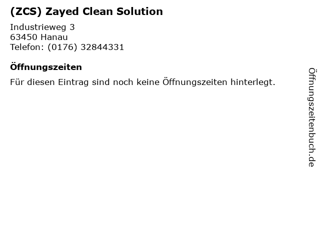 (ZCS) Zayed Clean Solution in Hanau: Adresse und Öffnungszeiten